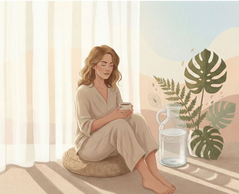 Illustrated scene representing balance and comfort in women’s vaginal health