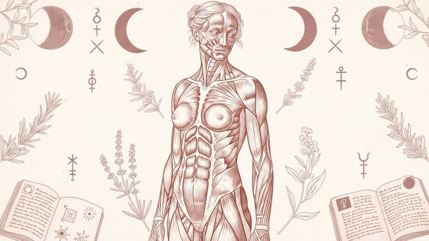 Historische anatomische Illustration über Mythen und Angst rund um den weiblichen Körper