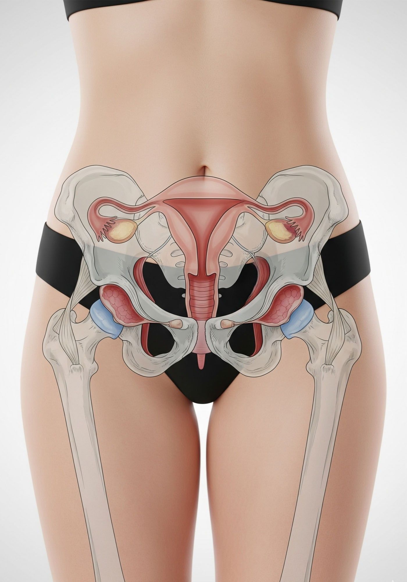Anatomische Überlagerung des weiblichen Beckens