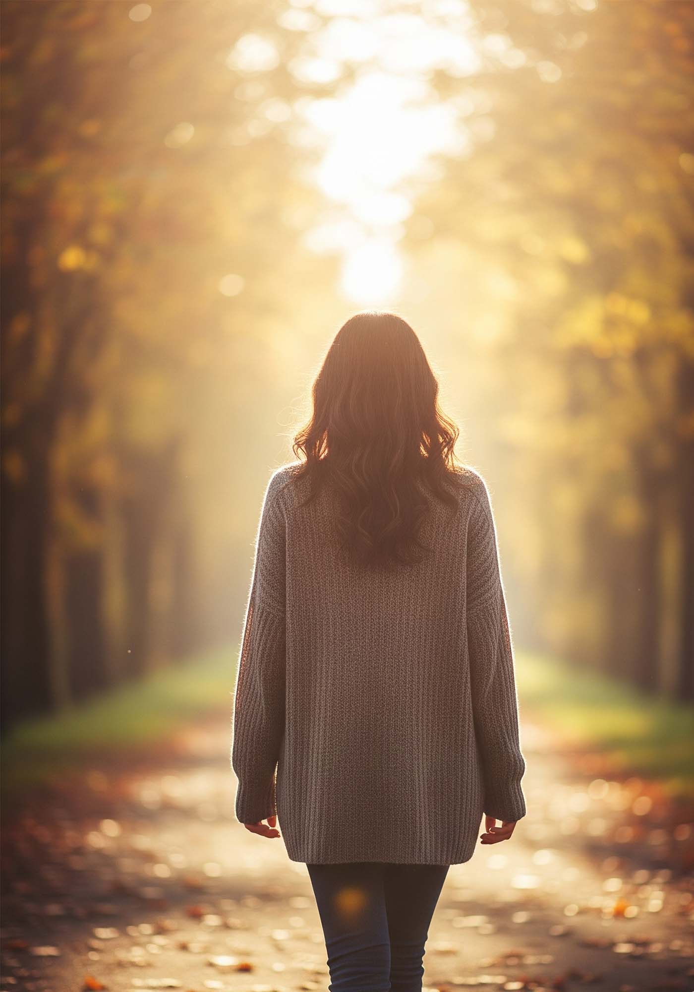 Weichzeichnerfoto einer Frau beim Spaziergang