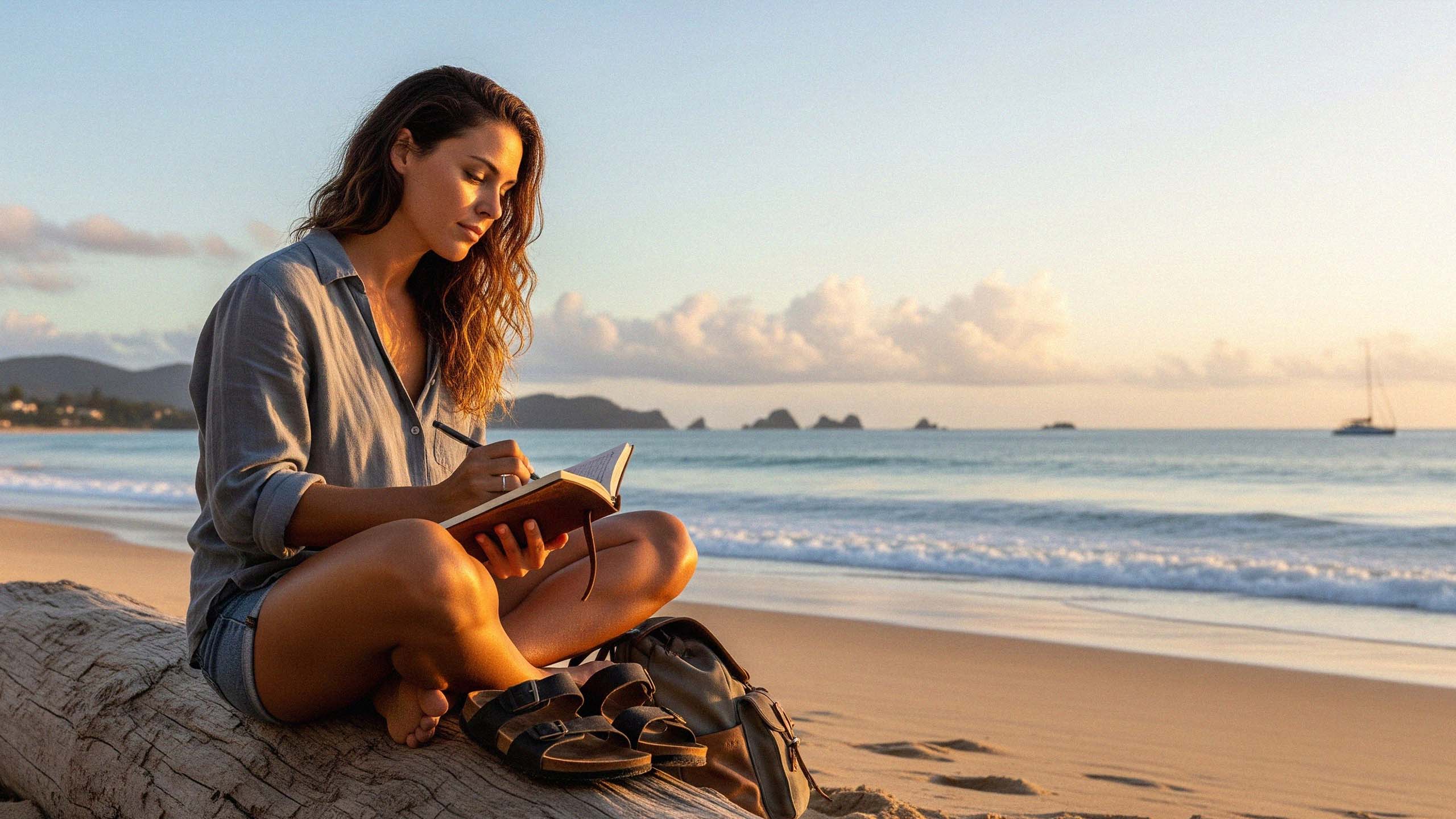 journal de voyage en plein air à la plage