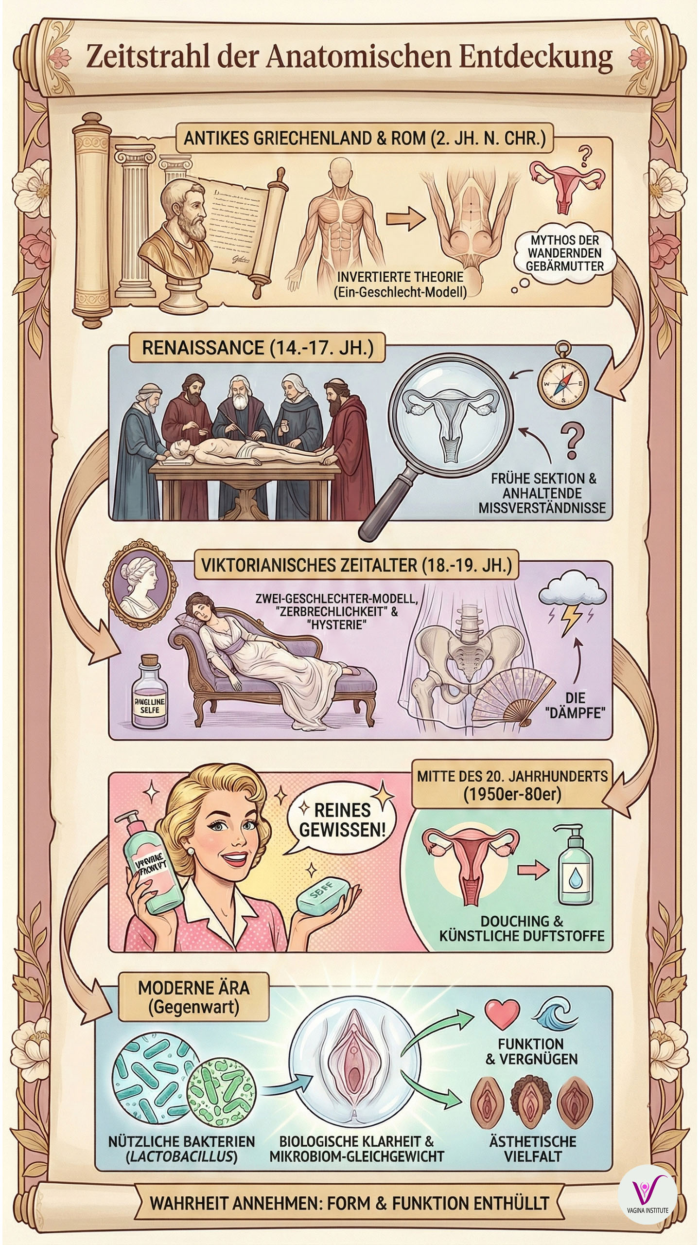 Zeitstrahl anatomischer Entdeckungen vom antiken Griechenland bis zur Moderne