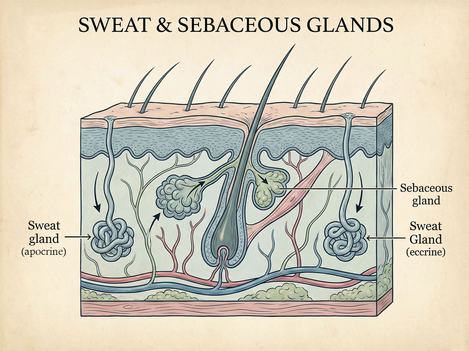 sweat and sebaceous glands