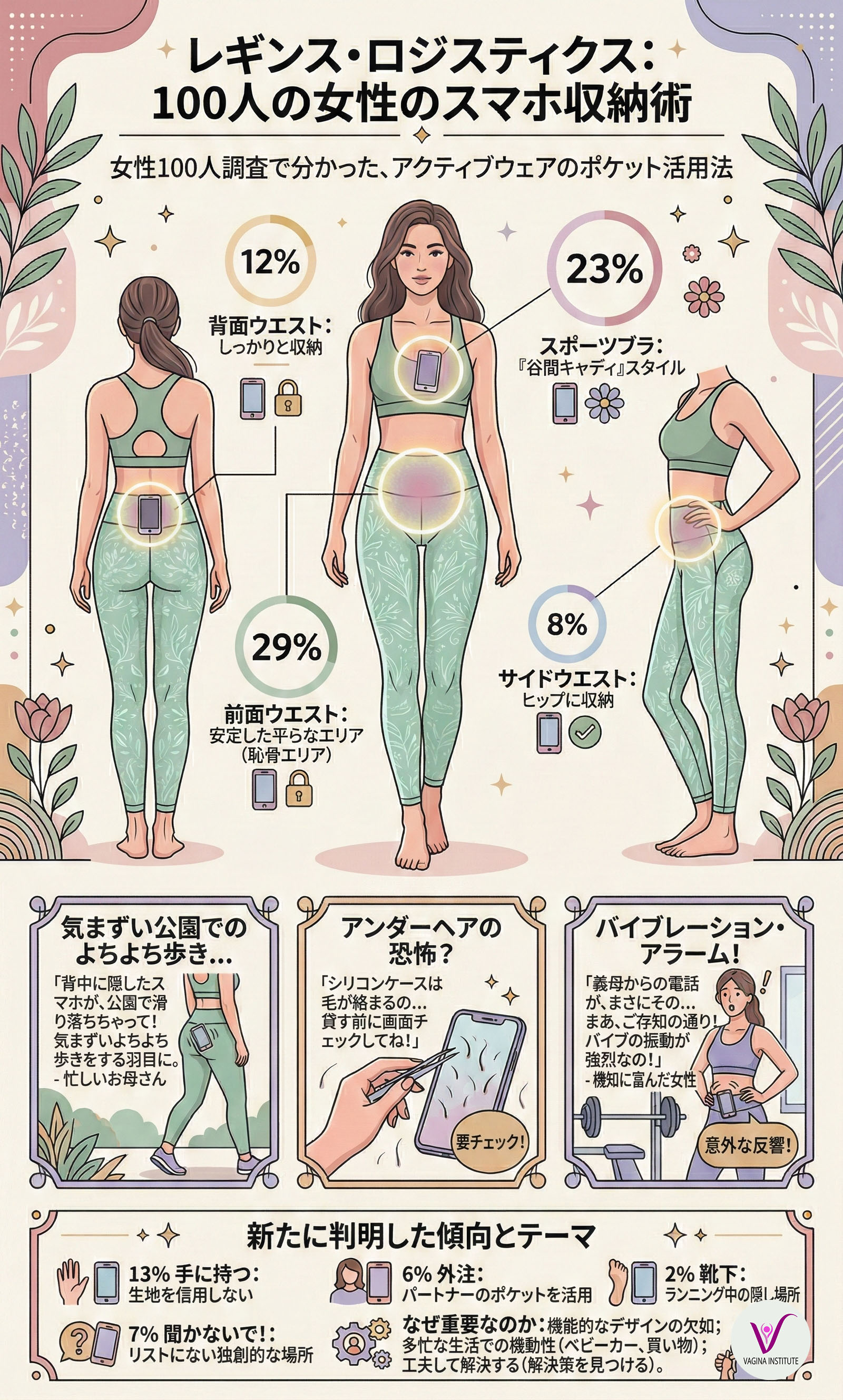 インフォグラフィック：レギンス・ロジスティクス、100人の女性はどこにスマホを隠す？