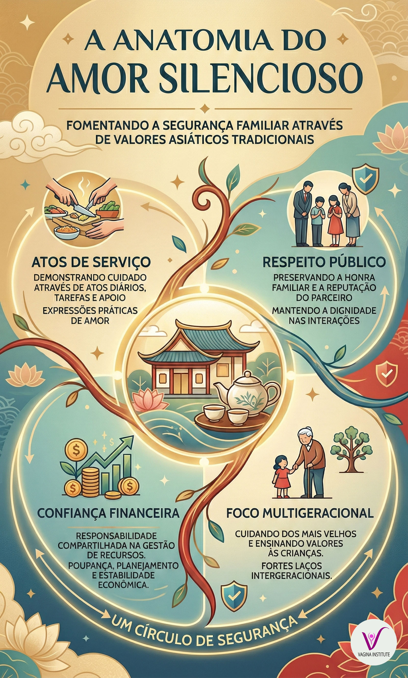 Infográfico: A Anatomia do Amor Silencioso mostrando valores asiáticos tradicionais no casamento