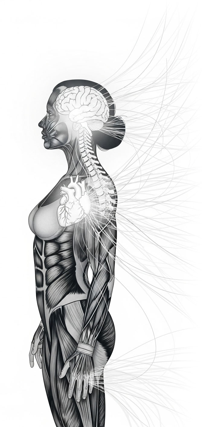 Abstract silhouette representing womanhood and mind-body connection