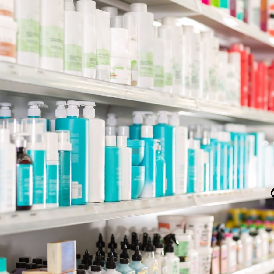 Assorted skincare and personal care products with natural alternatives.