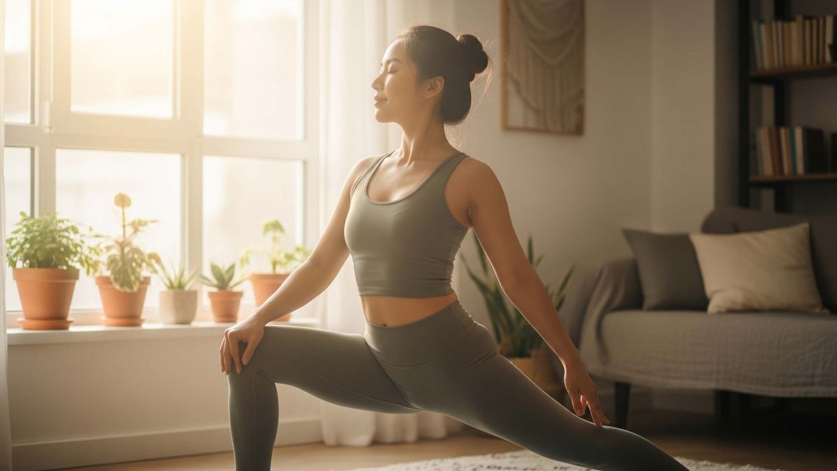 Femme faisant du yoga pour le maintien de la sant&eacute; vaginale