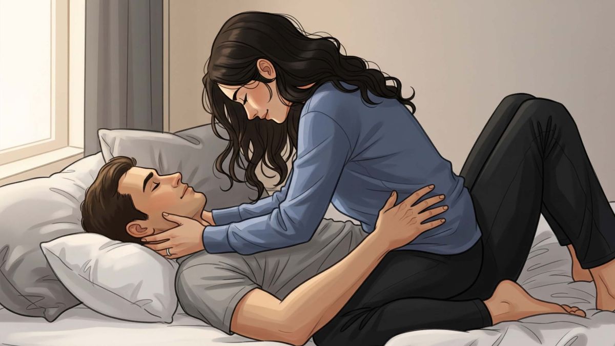 Illustration der Beckenbodenübung und Intimitätskonzept für Pompoir