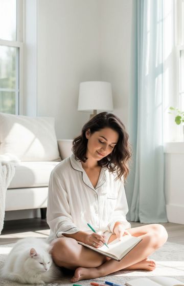 Woman journaling in a peaceful space to support emotional wellness