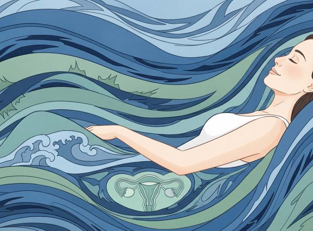 Illustration, die die Verbindung zwischen Stress und vaginaler Gesundheit bei Frauen zeigt