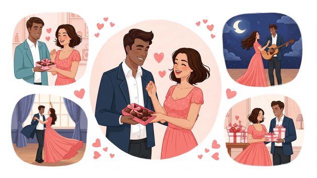 Couples de différentes cultures exprimant leur amour par des gestes traditionnels