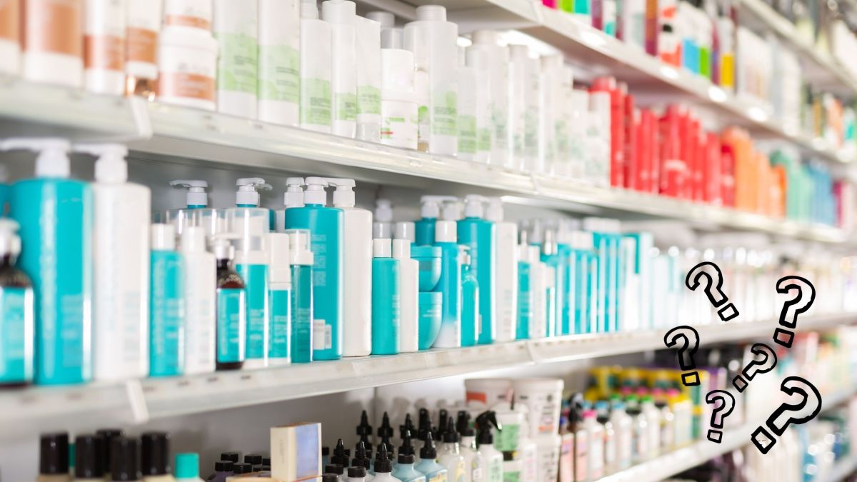 Assorted skincare and personal care products with natural alternatives.