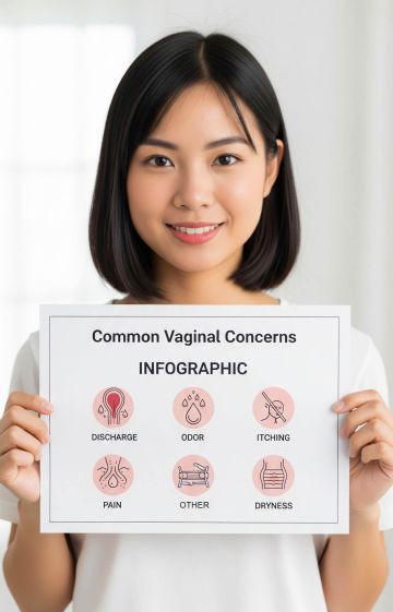 Simple chart listing common vaginal concerns and their typical symptoms