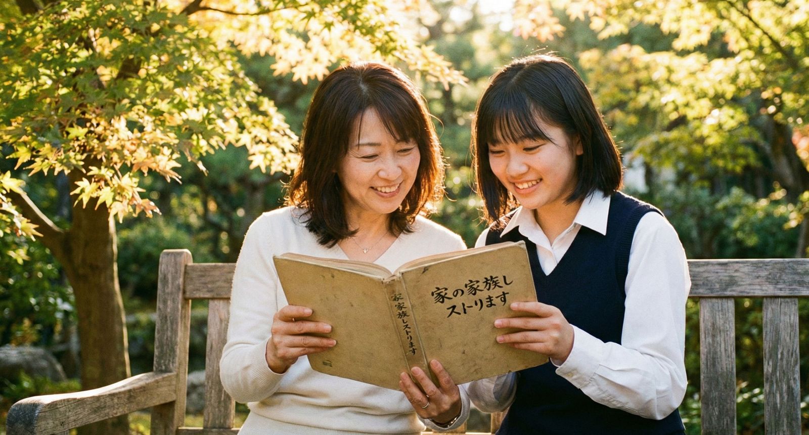 穏やかな環境で、母親が娘に伝統的な価値観を教えている様子。