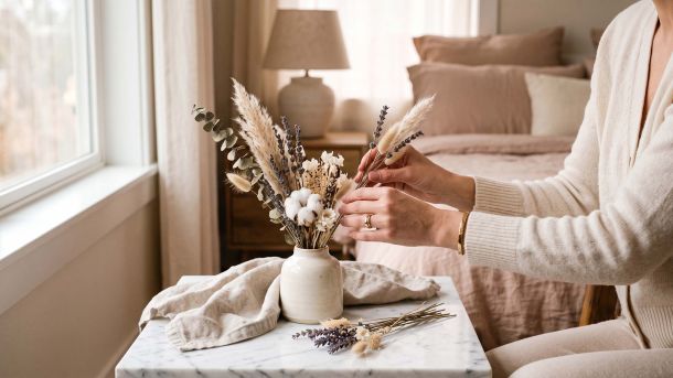 Soft, feminine flat-lay representing self-care and personal wellness history