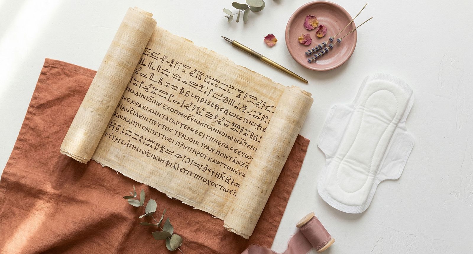 Un rouleau de papyrus et un calendrier représentant l’histoire du cycle mensuel à travers les âges