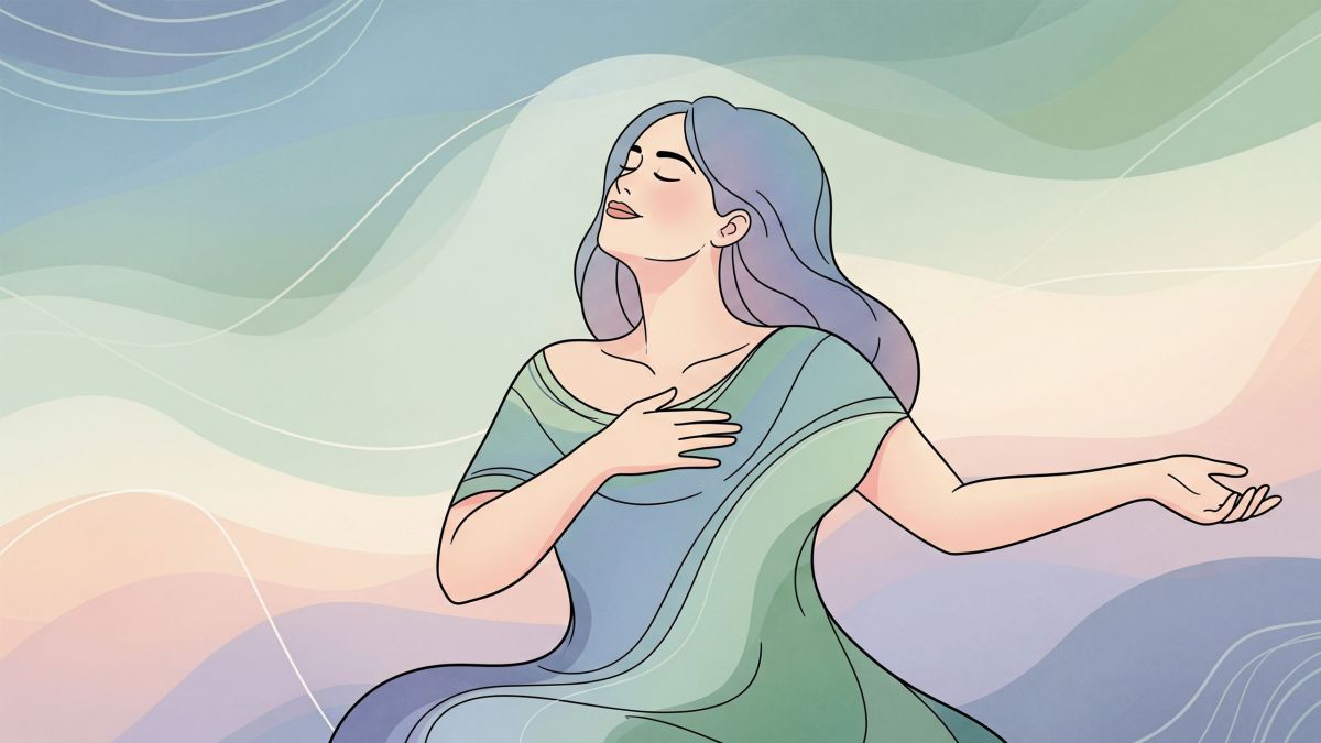 Illustration einer Frau, die Wohlbefinden für die Vorbeugung von Hefeinfektionen praktiziert