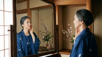 人生の歩みと身体の変化を見つめる優雅な成熟した女性