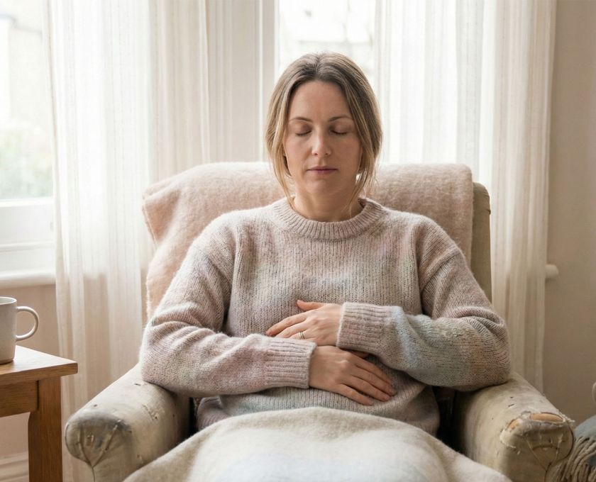 Woman practicing mindful presence while healing emotional intimacy in relationships