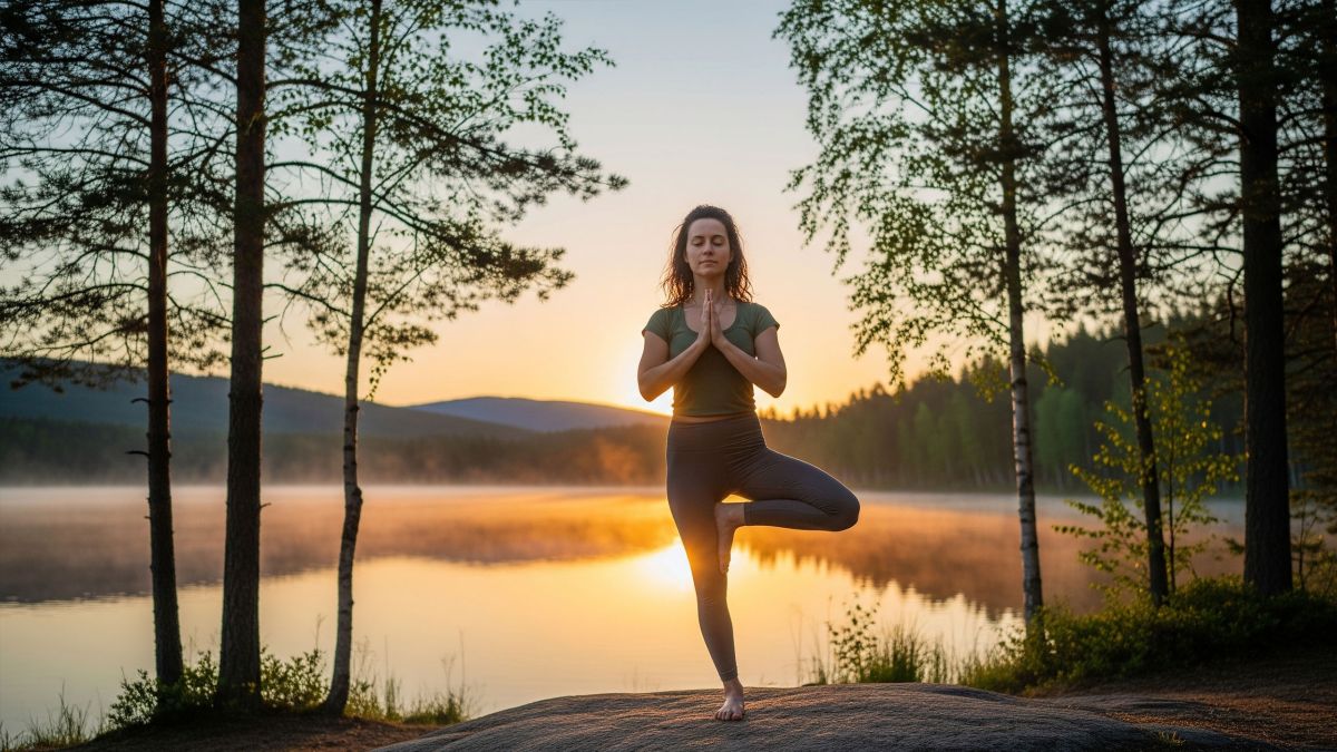 Persona practicando yoga al aire libre para la sanación sexual