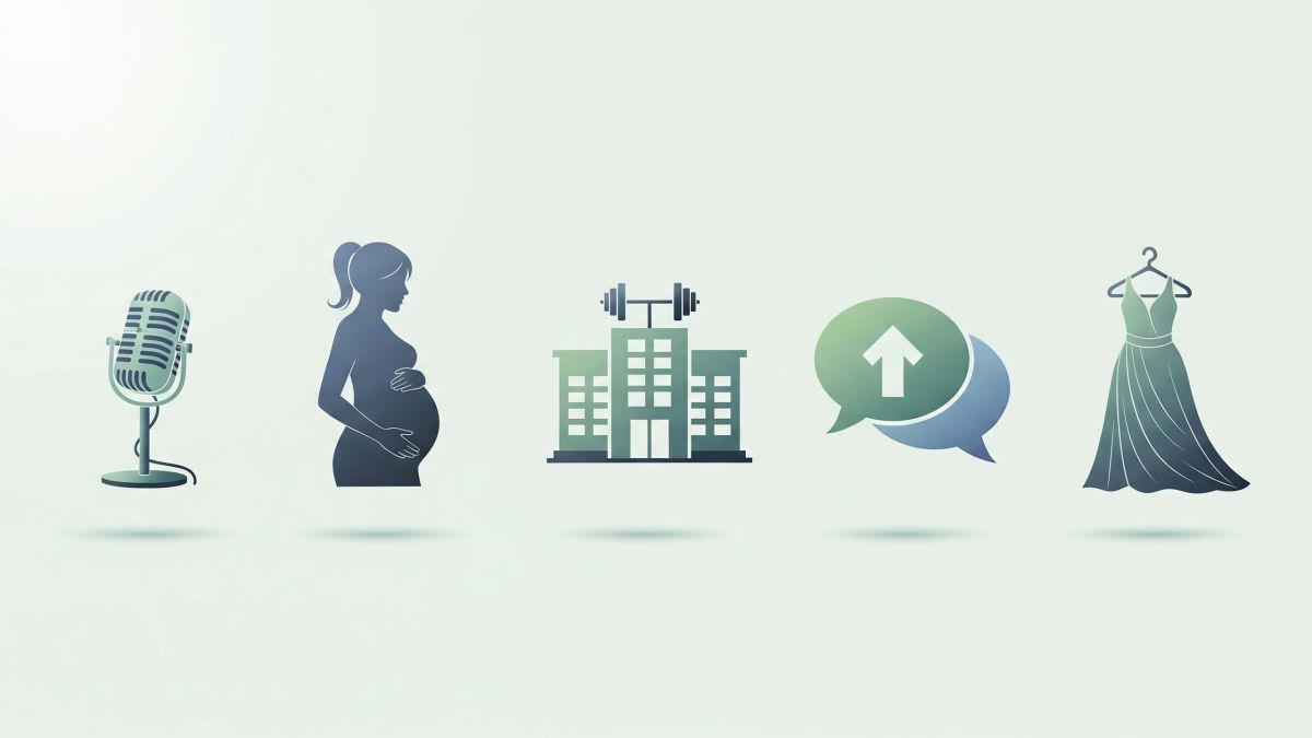 Illustration of five symbolic moments representing women’s confidence journeys