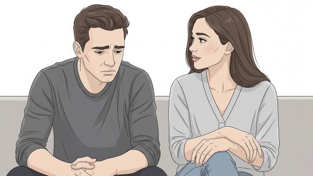 Un couple en train d’avoir une conversation calme dans un cadre intime.