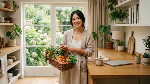 静かな環境の中で家庭と生活のバランスを取る現代女性。2026年のライフスタイルの変化を象徴している。