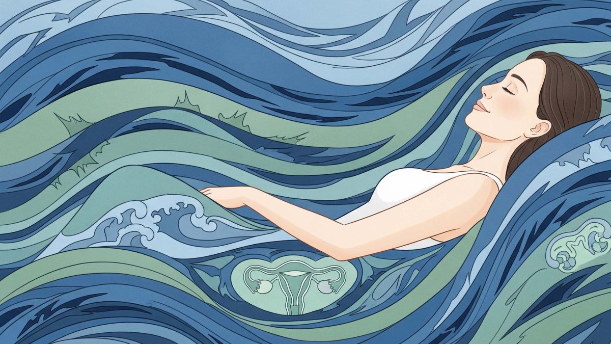 Ilustración que muestra la conexión entre el estrés y la salud vaginal en mujeres