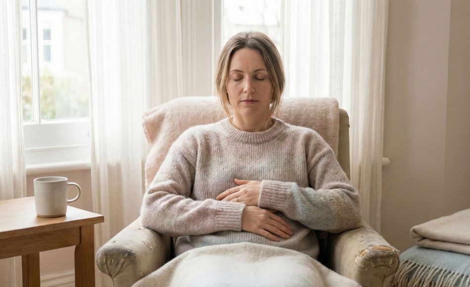 Woman practicing mindful presence while healing emotional intimacy in relationships