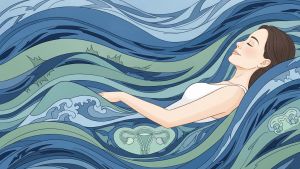 Ilustración que muestra la conexión entre el estrés y la salud vaginal en mujeres