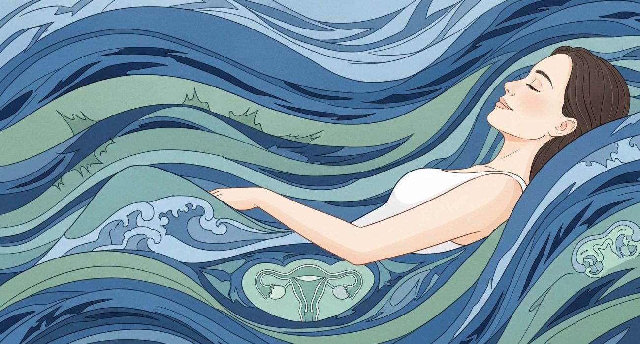 Illustration, die die Verbindung zwischen Stress und vaginaler Gesundheit bei Frauen zeigt