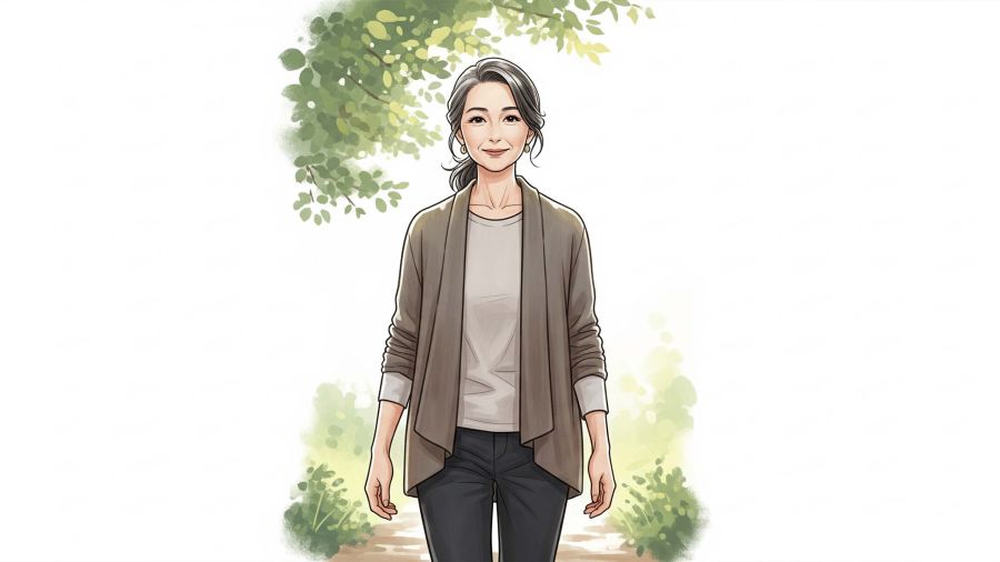 Frau mittleren Alters symbolisiert vaginale Veränderungen in den Wechseljahren