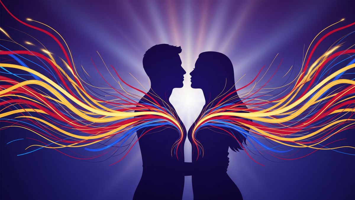Abstrakte Illustration, die menschliche Verbindung und sexuelles Verlangen darstellt