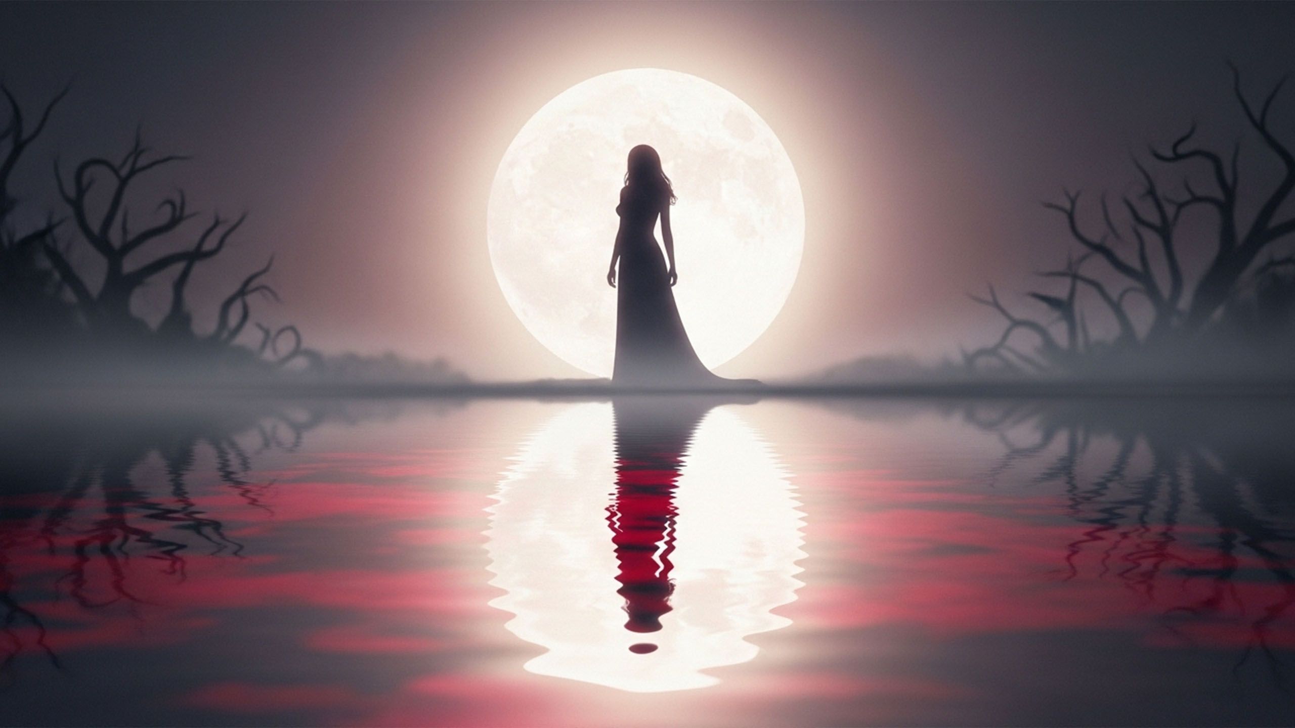 Illustration d'une femme sous une pleine lune représentant les mythes menstruels anciens